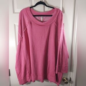 Fp Movement FREE PEOPLE Oversized Pink Sweatshirt With Side Zipper Detail Size L